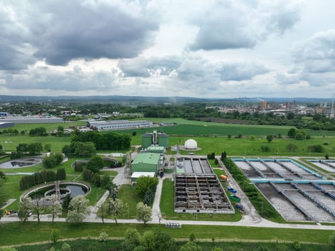 aerial view of tarnow wwtp